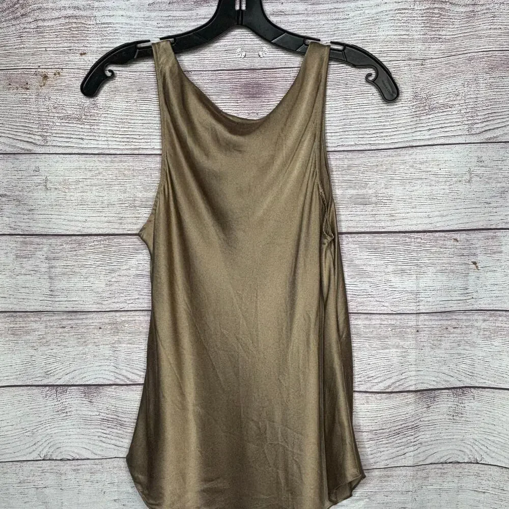 Cinq a Sept Sakura Bronze Cowl Draped Slinky 100% Silk Trendy Top Size Small - Picture 10 of 10